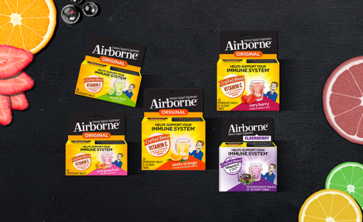 Airborne Effervescent tablets come in a range of fruit flavors