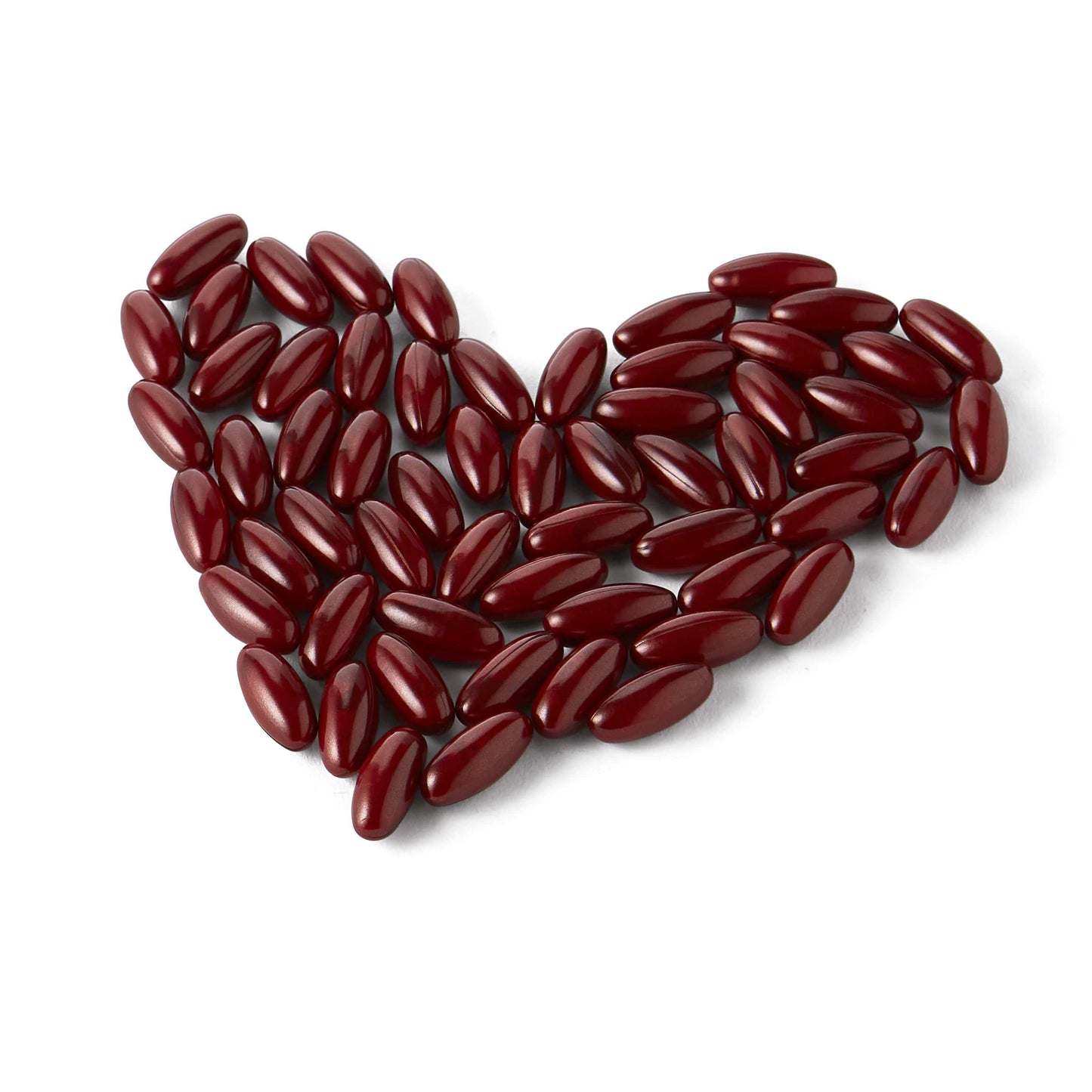 MegaRed Advanced Total Body pills grouped together in a heart shape