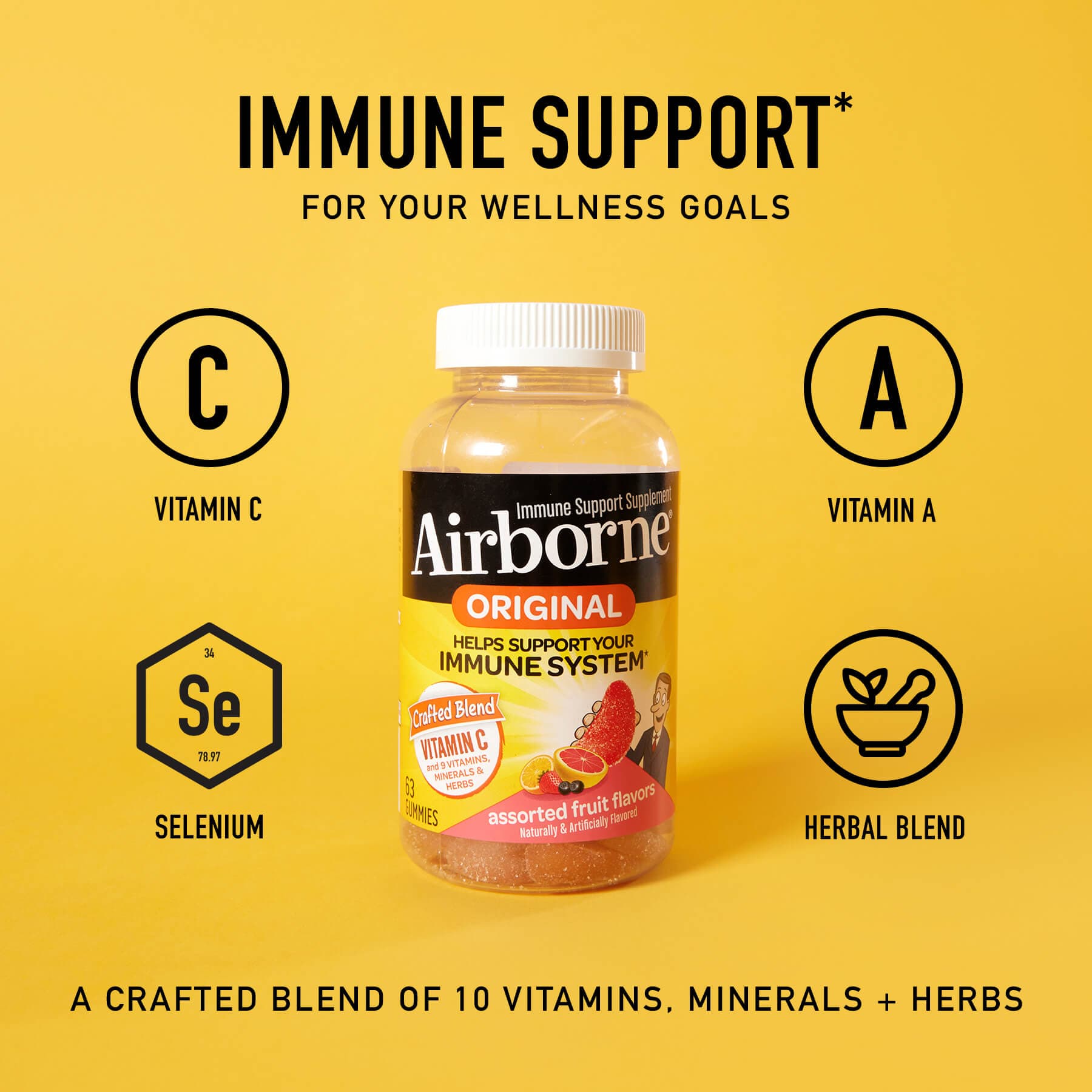 10 Vitamins, Minerals and Herbs in Airborne Original Gummies